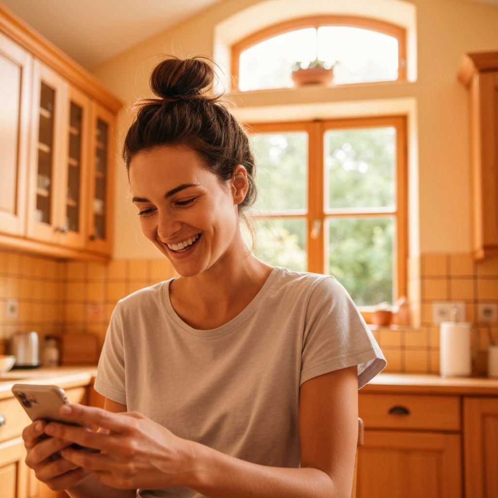 Woman scheduling a tasker on her phone